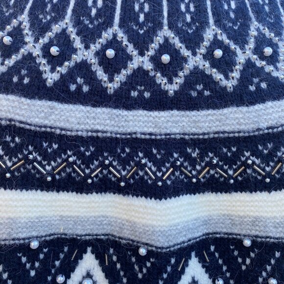 Talbots Wool Blend Fair Isle Sweater Beaded Nordic Old Money Ski Countryside-XL - Picture 4 of 12